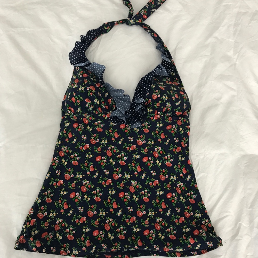 Floral ruffle tankini top